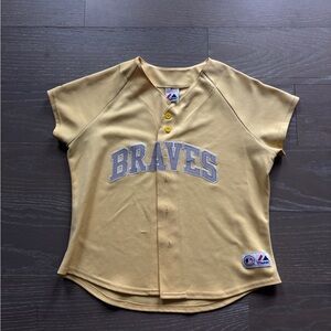 Majestic Braves cropped Yellow Shirt
